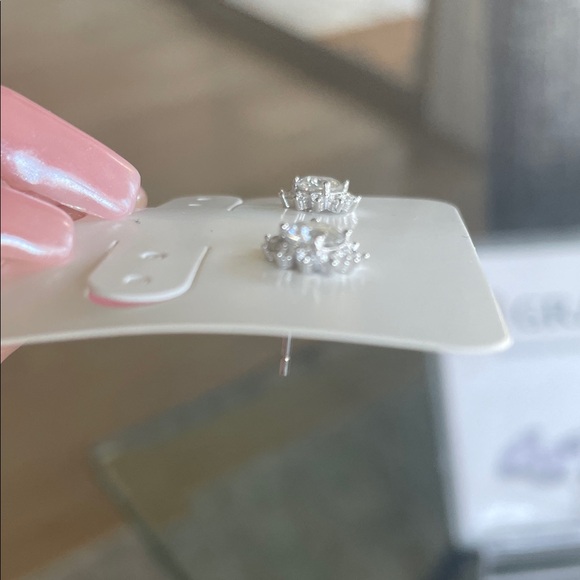 Sparkling Moissanite Stud Earrings in Silver - Picture 4 of 4